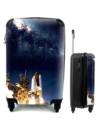 Produktbild von MuchoWow® Koffer Handgepäck Trolley Rollkoffer Kleine Reisekoffer mit 4 Rollen - Weltraum - Sterne - Rakete - Cabin Size < 55x40x23 cm & 55x40x20 cm - Fotokoffer - Kabinenkoffer - Boardgepäck - Reise-Box - Reisekoffer - Reisegepäck - Koffer mit Bild - Trolley für Kinder