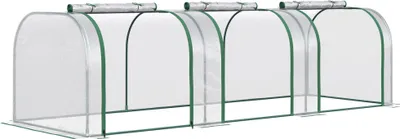 Zdjęcie produktu dla Szklarnia Outsunny z drzwiami, inspektem, uprawą roślin, szklarnią, folią stalową PVC przezroczystą 295 x 100 x 80 cm