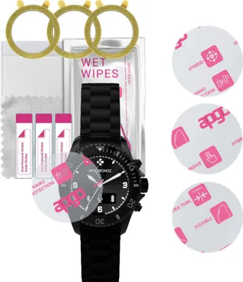 Produktbild von apgo 3 Stück Schutzglas, klar, kompatibel mit MyKronoz Zeclock Smartwatch, Hybrid 8H, Ersatz für Hartglas, Displayschutzglas, Bildschirmschutz, Displayschutz, kratzfest