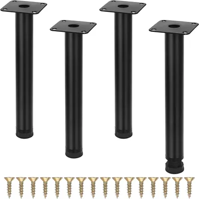 Produktbild von 4 verstellbare Möbelfüße in Schwarz, 20 cm hohe Möbelbeine aus Metall