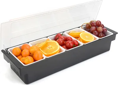 Image de 5 compartiments Boîte d'encarts Boîte d'ingrédients Boîte de fruits Distributeur d'épices Boîte d'ingrédients Boîte de fruits avec couvercle ABS