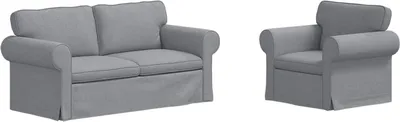 Produktbild von vidaXL Sofa Set 2 stk. Hellgrau Stoff