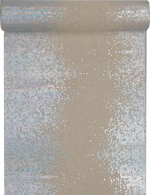 Produktbild von Tischläufer Sprinkles 28 cm x 3 m - natur & silber für Weihnachten Geburtstag Hochzeit
