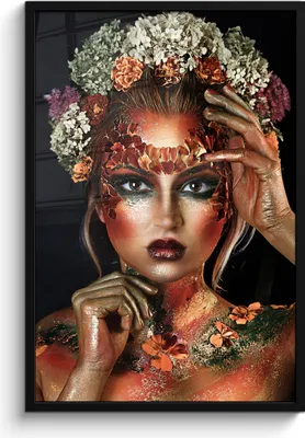 Produktbild von MuchoWow® MuchoWow® Gerahmtes Poster Blumen - Frau - Krone 60x90 cm - Poster mit zchwarzem Bilderrahmen - Kunst