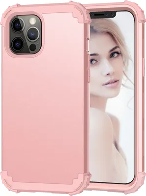 Produktbild von iPhone 12 Pro Max Hülle, 3 in 1 Hybrid PC TPU Stossfest Robust Schutzhülle für iPhone 12 Pro Max Roségold