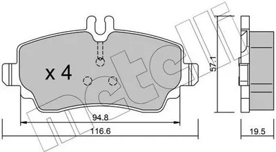 Produktbild von METELLI 22-0310-1 Bremsbeläge Satz Vorne Bremsklötze passend für MERCEDES-BENZ VANEO (414)