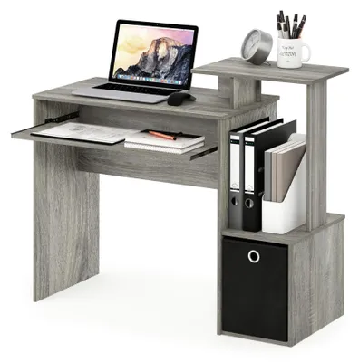 Computerschreibtisch mit Regal und Tastaturauszug, Eiche, 100,1x86,6x39,9 cm
