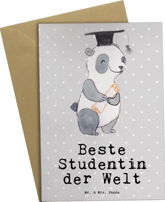Produktbild von Mr. & Mrs. Panda jubiläumskarte Pinguin Beste Studentin der Welt - Grau Pastell - Geschenk, babykarte, Grußkarten, Abschluss, Geschenkidee, Uni, einladungskarten, Tochter