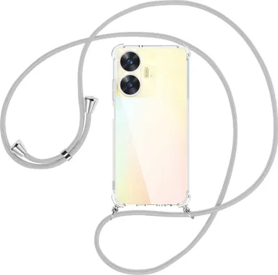 Produktbild von Handykette Backcover-Schutzhülle mit Band (Metall silberfarben) für Realme C55 (6.72'') - silbergrau