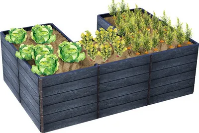 Produktbild von Hochbeet klassisch GARANTIA Ergo Quadro U L inkl. Flora-Wassersparsystem 75 240 x 160 x 75 cm stone