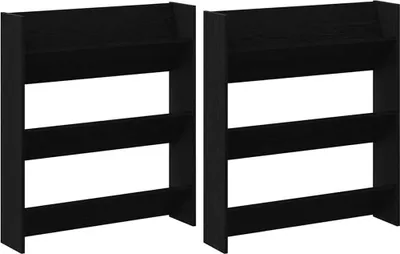 Image de Cabinet à chaussures 2 pcs Chêne noir 86 x 18 x 90 cm
