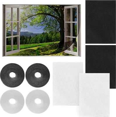 Imagen del producto de Mosquiteras para ventanas, autoadhesivas, juego de 4 unidades, 130 x 150 cm, con cierre de velcro