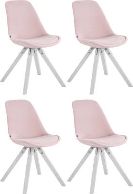Produktbild von CLP 4er Set Stühle Toulouse Samt Square mit Sitzpolster und eckigen Holzbeinen creme Gestell Farbe natur