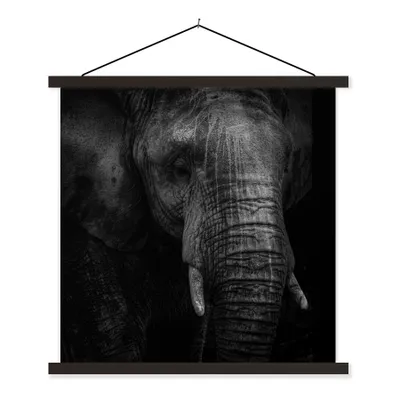 Produktbild von MuchoWow® Textilposter Elefant - Tier - Porträt 60x60 cm mit schwarzem Rahmen - Posteraufhänger