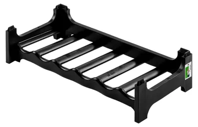 Produktbild von Flaschenregal für bis zu 6 Flaschen, stapelbar, stabiler Kunststoff (PP), 60 x 28 x 14 cm, schwarz
