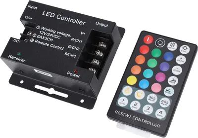 Obrázek produktu pro Ovládání LED osvětlení s 28tlačítkovým dálkovým ovladačem pro RGB LED pásky, stmívatelné, kovové pouzdro, funkce paměti