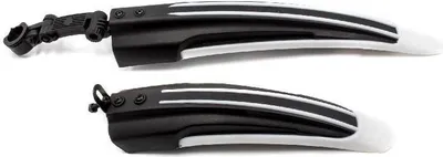 Produktbild von vhbw Fahrrad Schutzblech Set für Vorderrad, Hinterrad zur Montage an alle Mountainbikes mit 24" / 26" Reifen - schwarz / weiß