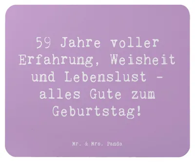 Produktbild von Mr. & Mrs. Panda Mousepad Spruch 59. Geburtstag - Lavendeltraum - Geschenk, besondere Momente, mauspad laptop, Geburtstagsüberraschung, Alter, Weisheit, mousematte, gummi