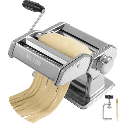 Zdjęcie produktu dla VEVOR Ręczna maszynka do makaronu Maszynka do makaronu, 9 poziomów 0,3-3 mm Regulowana maszynka do makaronu Maszynka do makaronu do lasagne, ravioli, spaghetti, tagliatelle, odporna na korozję krajarka do makaronu ze stali nierdzewnej