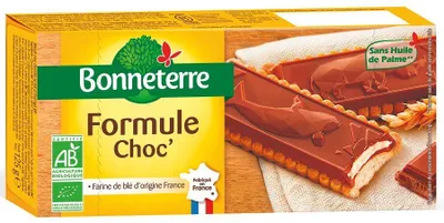 HERBATNIKI Z CZEKOLADĄ Z NADZIENIEM MLECZNYM BIO 125 g - BONNETERRE