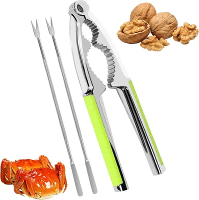 Produktbild von Notenkraker - Walnüsse - Haselnussknacker mit 2 Antislip-Handgriffen aus rostfreiem Stahl - Multifunktionales Heavy-Duty-Schalenknacker-Werkzeug für Walnüsse - Haselnüsse - Meeresfrüchte