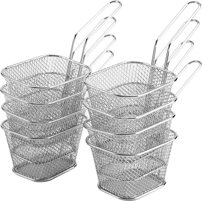 Produktbild von Praktischer Frittierkorb, 8 Stück, Edelstahl, für Chicken Fingers Café, Restaurant oder Ihren Heimgebrauch