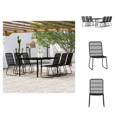 Productafbeelding van vidaXL 7-delige tuinset, zwart - Tuinmeubelsets