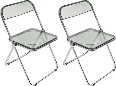 Produktbild von Acryl-Klappstuhl 2er Set,ohne Armlehnen,Transparent Esszimmerstühle,Stapelbar,Wohnzimmersitz für Zuhause Grau