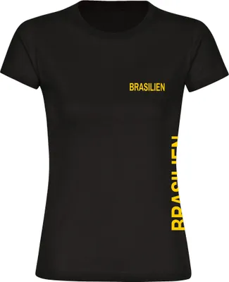 Produktbild von multifanshop Damen T-Shirt - Brasilien - Brust & Seite, schwarz-2, Größe 3XL