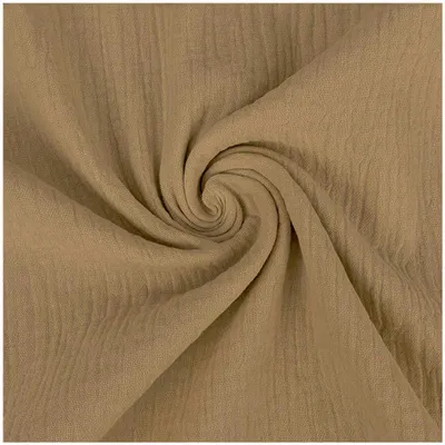 Musselin Stoff extra breit 280 cm in Dunkelbeige – Double Gauze Baumwollstoff Meterware für Bettwäsche und Gardinen.