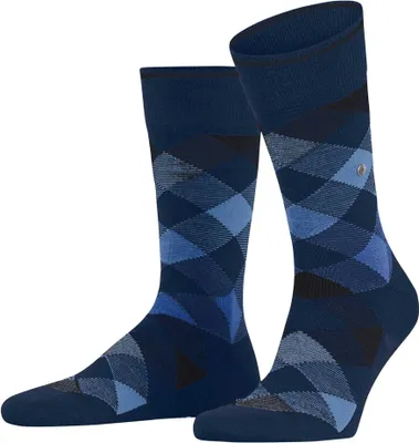Image de Chaussettes Burlington pour hommes NEWCASTLE - Laine vierge, clip, losange, taille unique, 40-46 Bleu foncé/bleu