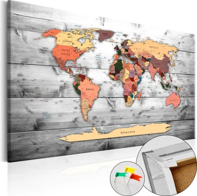 Produktbild von Vliesstoff Korkbild - Direction World 120x80 cm Karten k-B-0009-p-c