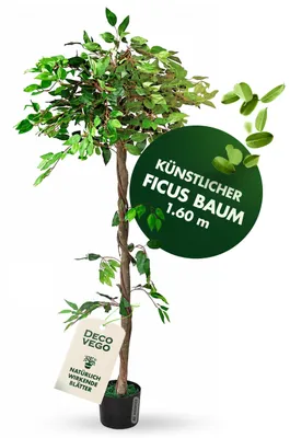 Produktbild von Decovego Künstlicher Ficus Benjamin, Kunstpflanze, 160 cm Kunstbaum