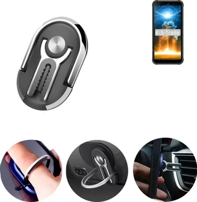 Produktbild von K-S-Trade 3in1 Smartphone-Ring Handy-Ring kompatibel mit Blackview BV6300 Pro Fingerhalterung  Handyring Tischständer Lüftungsgitter-Halterung Tisch