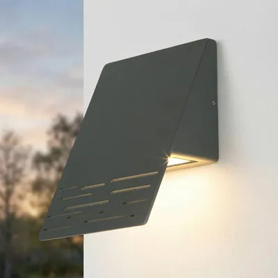 Produktbild von Außenwandlampe LED Aluminium Glas Downlight 15 cm breit IP44 Außenleuchte Anthrazit 3000 K 700 lm Modern Wandleuchte außen Fassadenstrahler