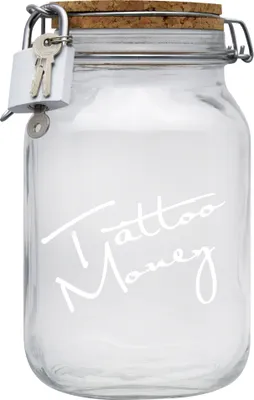 Produktbild von Spardose Geld Geschenk Ideen Tattoo Money Transparent Weiss Größe XL 2 Liter