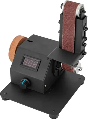 Obrázok produktu pre Mini pásová brúska – Elektrická stolová pásová brúska – 350 W – nastaviteľná v rozmedzí 0–90° – Brúsenie a ostrenie – 10 brúsnych pásov
