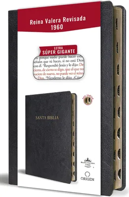 Produktbild von Biblia Reina Valera Revisada 1960 Letra Súper Gigante, Símil Piel Negro Con Índice / Spanish Bible Rvr 1960 Super Giant Print, Black Leathersoft W/ Thumb