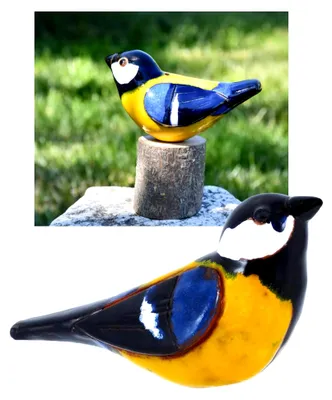 Produktbild von Wetterfeste Keramik Gartendekoration, Handgefertigt - Vogel Gartenfiguren & Statuen - Blaumeise/Meise