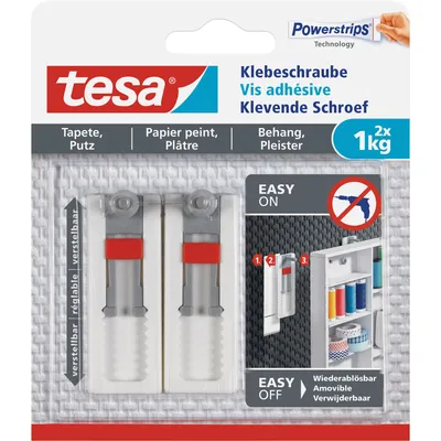 Produktbild von TESA 77775-00000, Drinnen, Universalhaken, Grau, Rot, Weiß, Klebestreifen, 1 kg, Putz