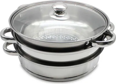 Obrázek produktu pro 28cm parní hrnec na vaření v páře z nerezové oceli se skleněnou poklicí