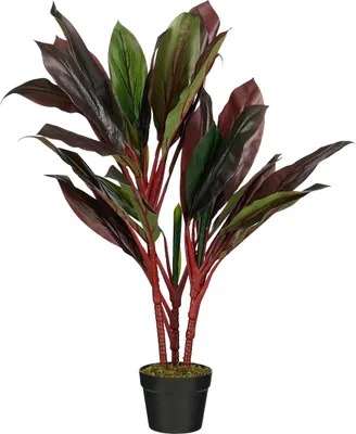Produktbild von Mica Decorations Cordyline – Kunstpflanze – Realistische Kunstpflanze Deko Wohnzimmer – Künstliche Pflanzen – Zimmerpflanzen Künstlich – H90 x Ø70 cm – Rot