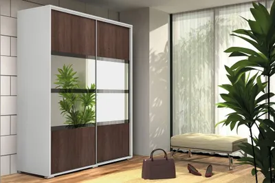Produktbild von Geräumiger Kleiderschrank mit Spiegel 230/215 CELESTINO 2 – weiß/schoko