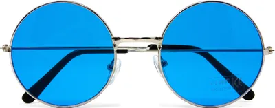 Produktbild von Oblique Unique® Hippie Brille Retro Sonnenbrille Rund für 60er 70er Jahre Party Flower Power Kostüm Accessoire Fasching Karneval Herren Damen (Blau)