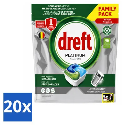 Produktbild von 20 x Dreft Platinum All-in-One Spülmaschinentabs Original - Vorteilspackung - 20 Stücke