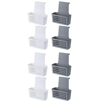 Produktbild von 8er Set Hängekorb Weiß und Grau Kunststoff Aufbewahrungskorb Bad Küche Organizer Aufbewahrung Einhängekorb