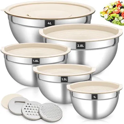 Produktbild von Famanu Mischschüssel-Set 5-teilig in verschiedenen Größen - Edelstahl