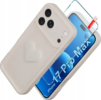Produktbild von iPhone 17 Pro Max CASE Silikonhülle MATT Herz + 9H Schutzglas