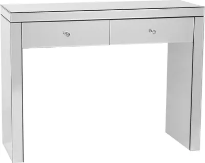 Zdjęcie produktu dla BELIANI Konsola lustrzana szklana 2 szuflady 77 x 100 cm styl glam