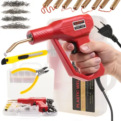 Produktbild von Heftgerät MIT GRIFF für Kunststoff H50 WERKZEUGE + 200 Klammern, Cutter, Zange
